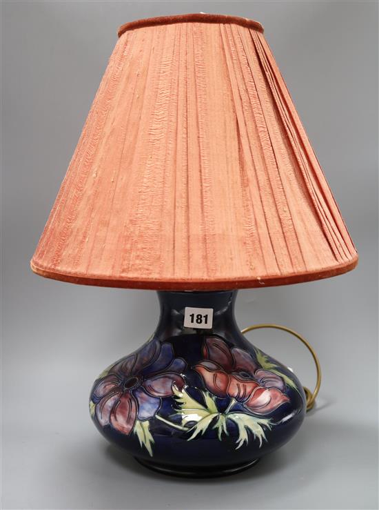 A Moorcroft anemone pattern lamp